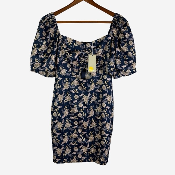 NWT Boden Cut Out Puff Short Sleeve Floral Mini Dress Size 2R - Picture 4 of 16